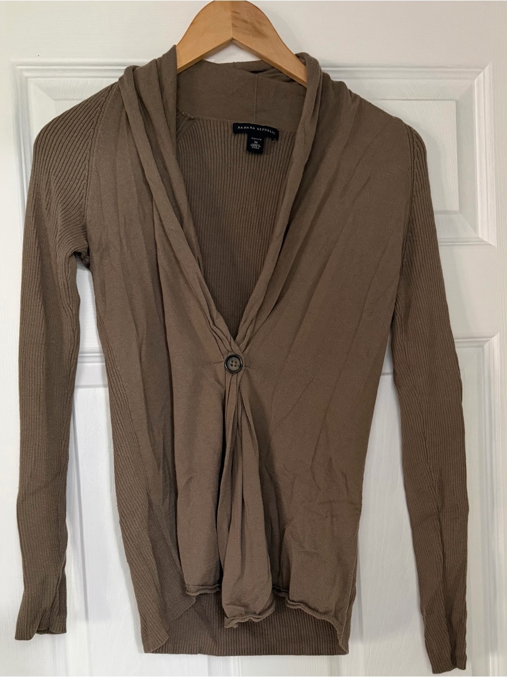 Banana Republic Brown Draped Wrap-Front Cardigan Cashmere Blend: Petite Medium